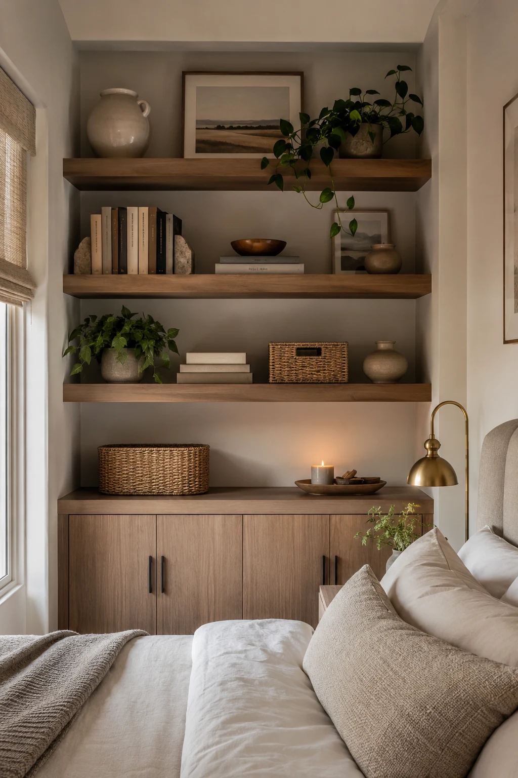Mix Storage and Display for Functional Bedroom Shelf Decor — bedroom shelf decor