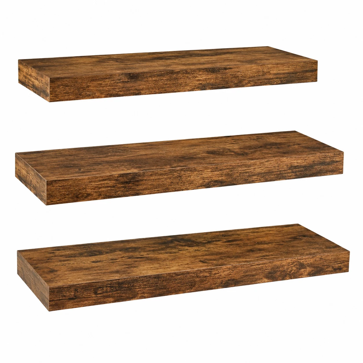 QEEIG Floating Shelves for Wall, Set of 3 Rustic Brown