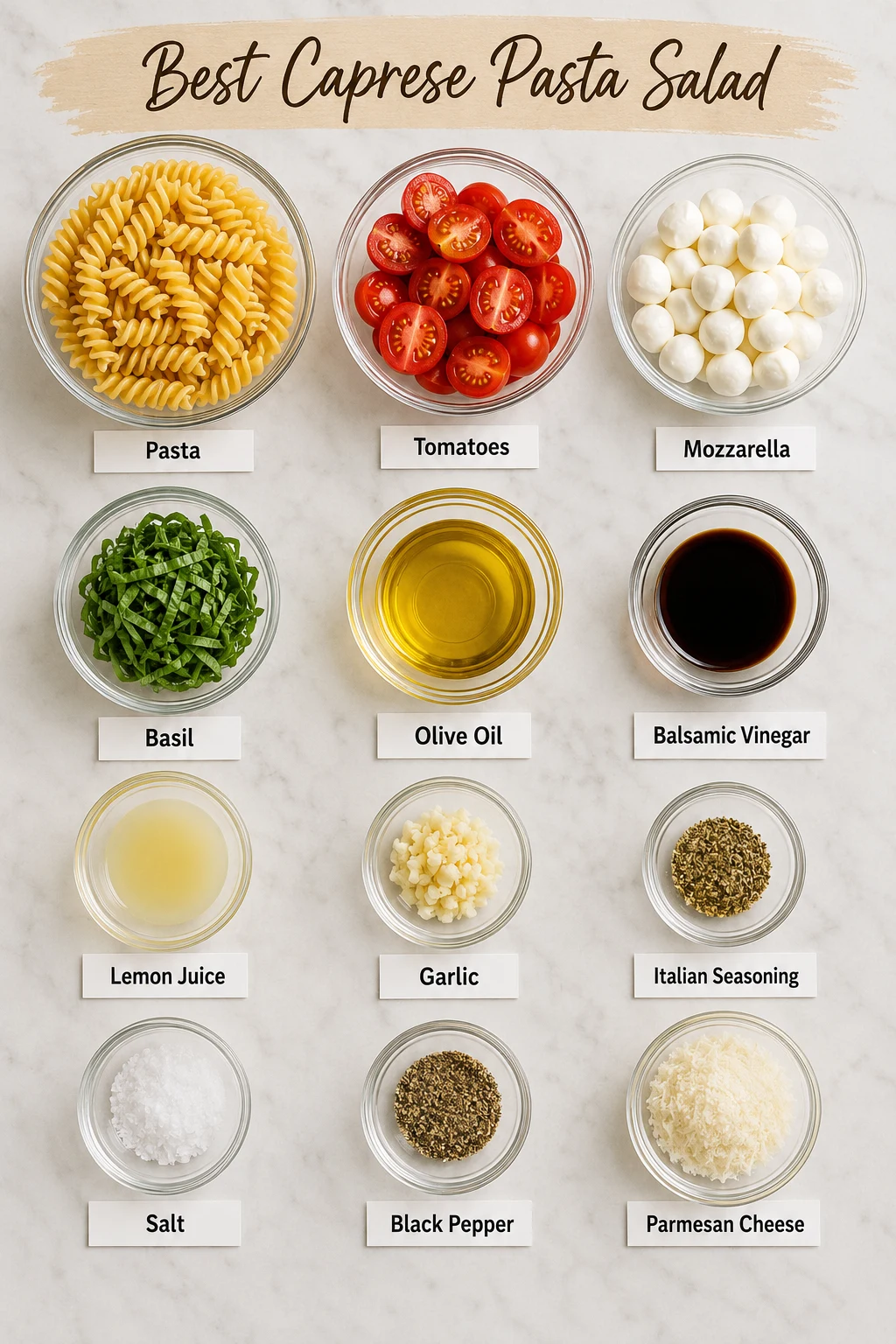 Best Caprese Pasta Salad ingredients Best Caprese Pasta Salad ingredients