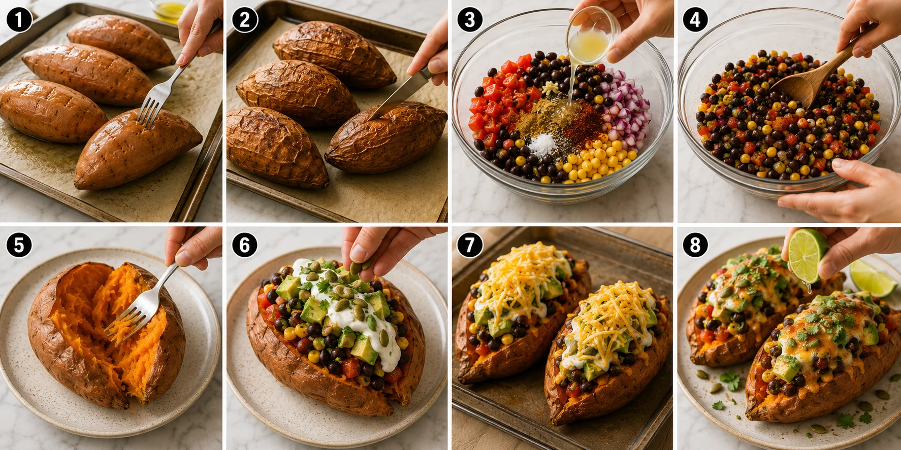 Black Bean Stuffed Sweet Potatoes step by step Black Bean Stuffed Sweet Potatoes step by step
