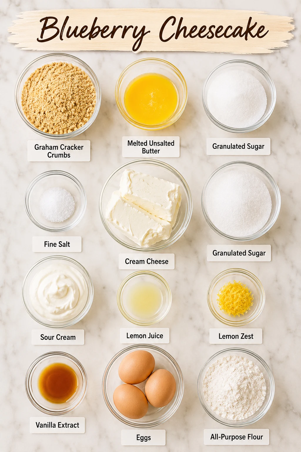 Blueberry Cheesecake ingredients