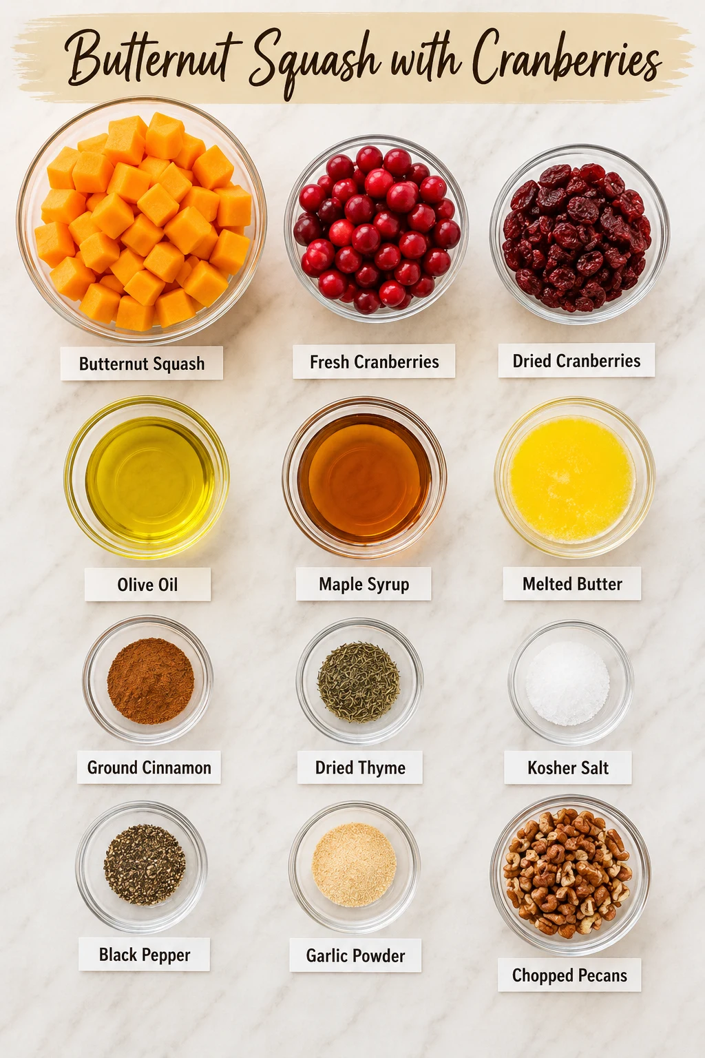 Butternut Squash with Cranberries ingredients