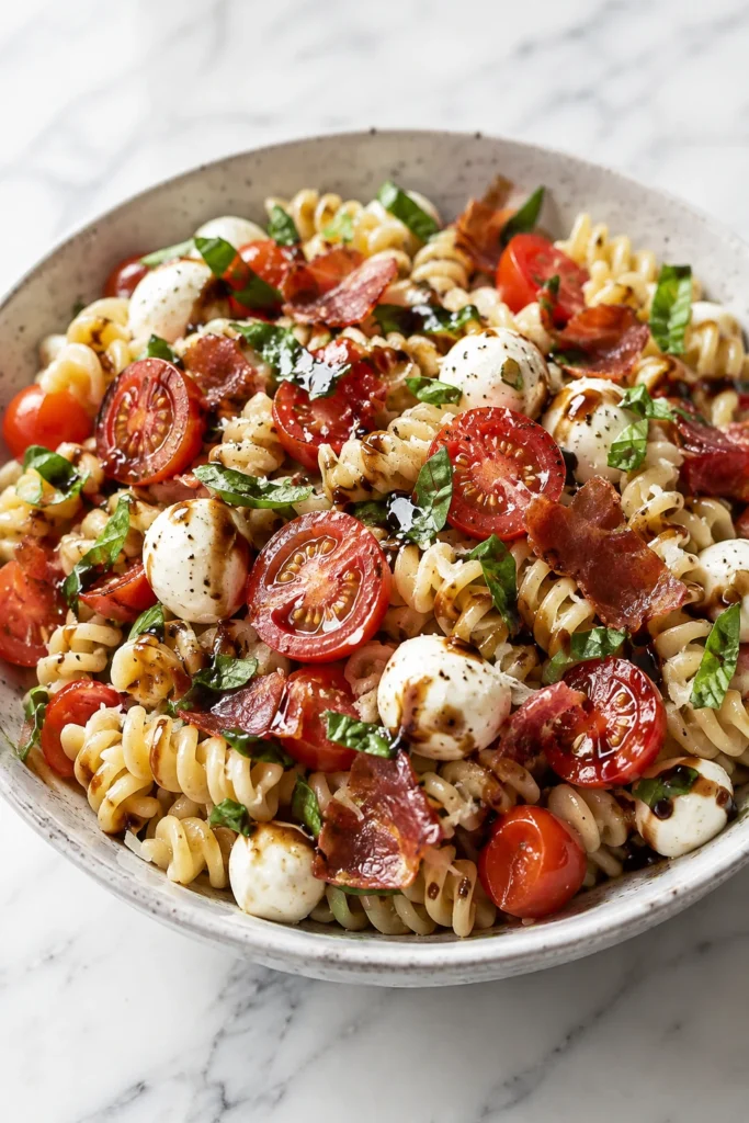 Caprese Pasta Salad with Crispy Prosciutto Caprese Pasta Salad with Crispy Prosciutto