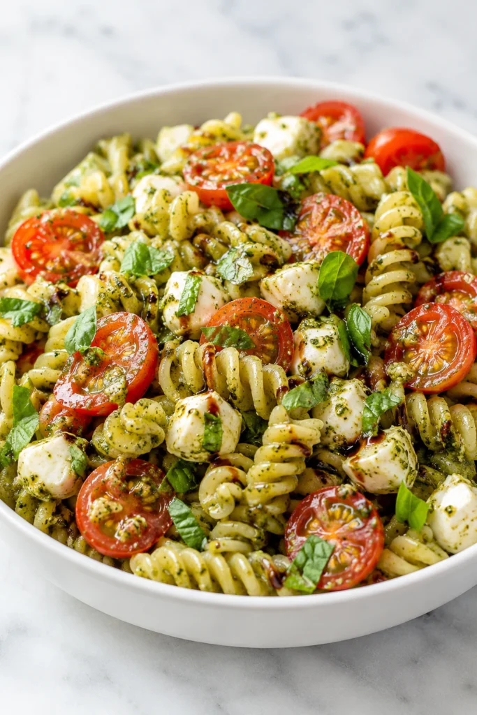 Caprese Pesto Pasta Salad — Easy & Delicious Caprese Pesto Pasta Salad