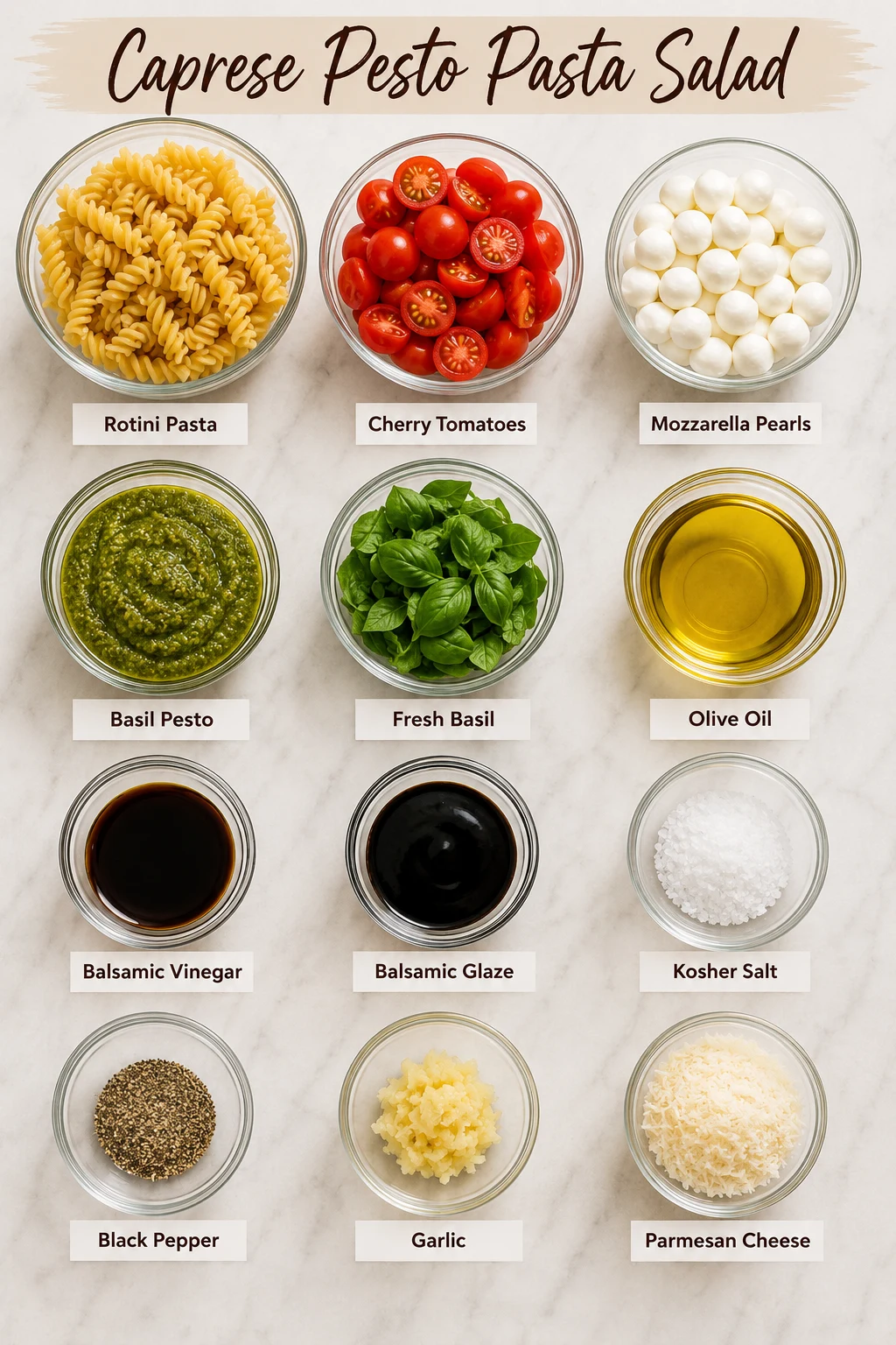 Caprese Pesto Pasta Salad ingredients Caprese Pesto Pasta Salad ingredients