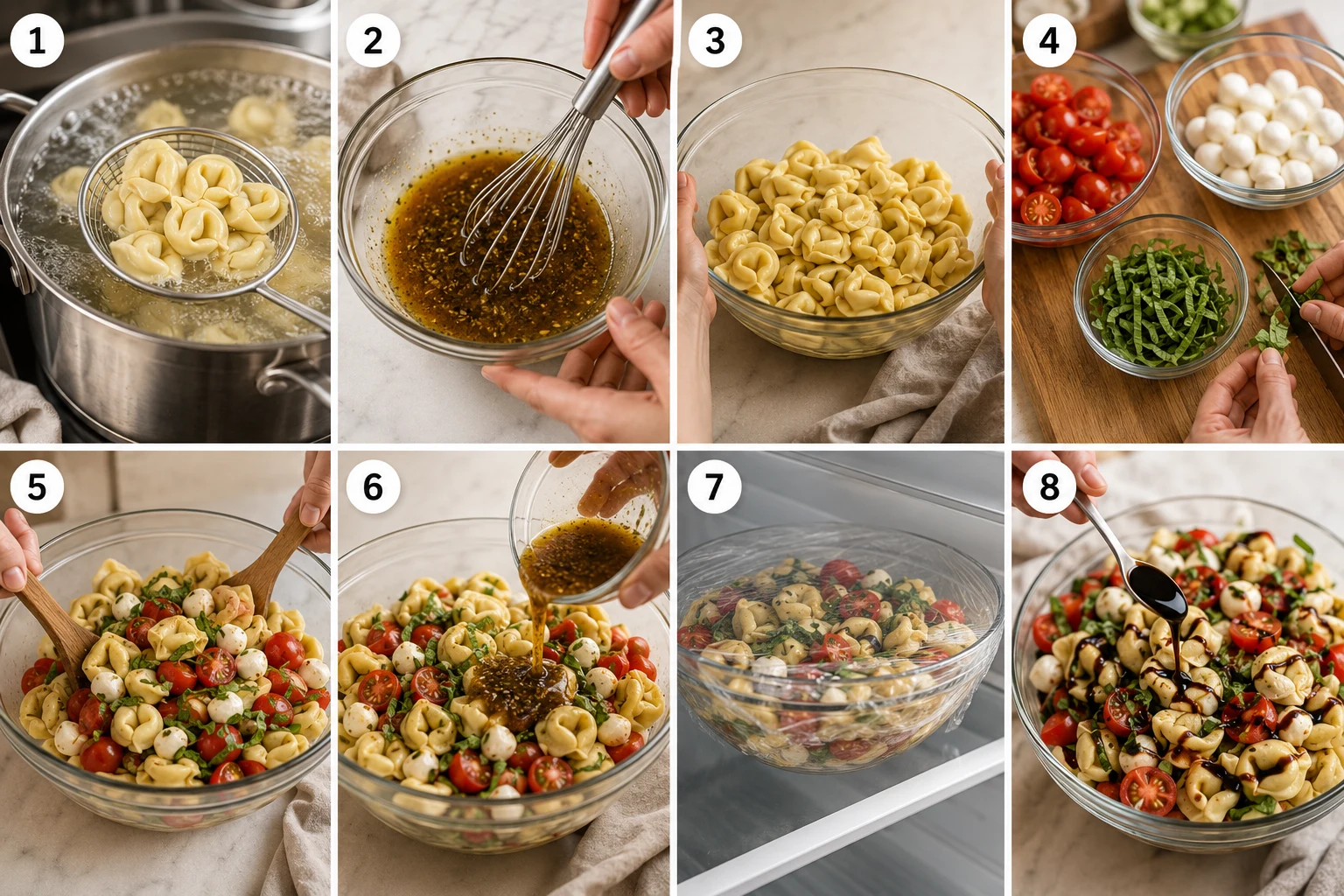 Caprese Tortellini Pasta Salad step by step