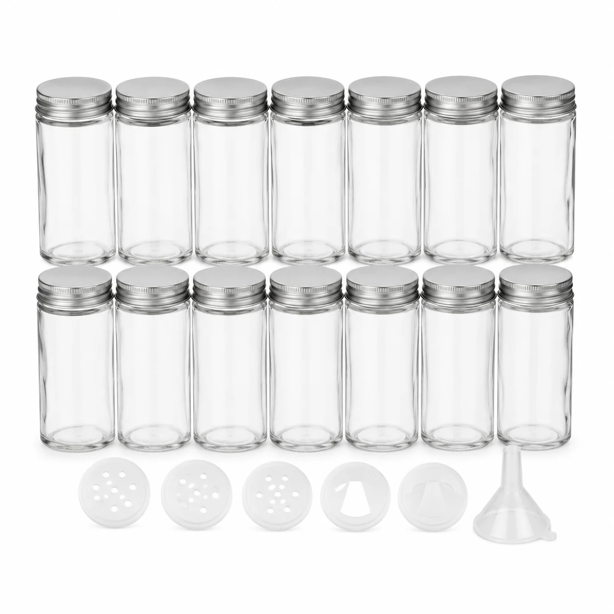 AOZITA 14 Pcs Glass Spice Jars with Black Lids