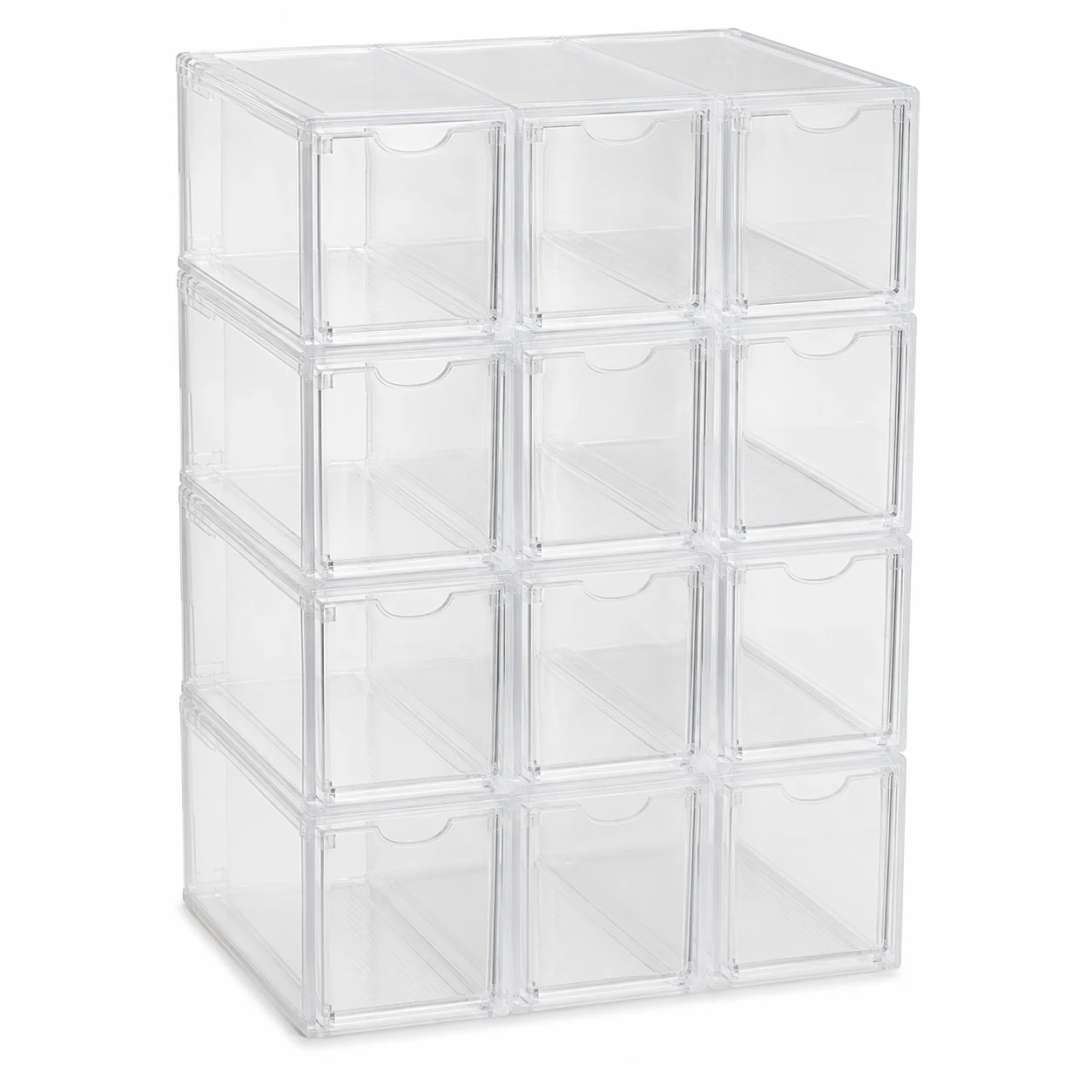 mDesign Stackable Plastic Shoe Storage Boxes, Clear (12-Pack)