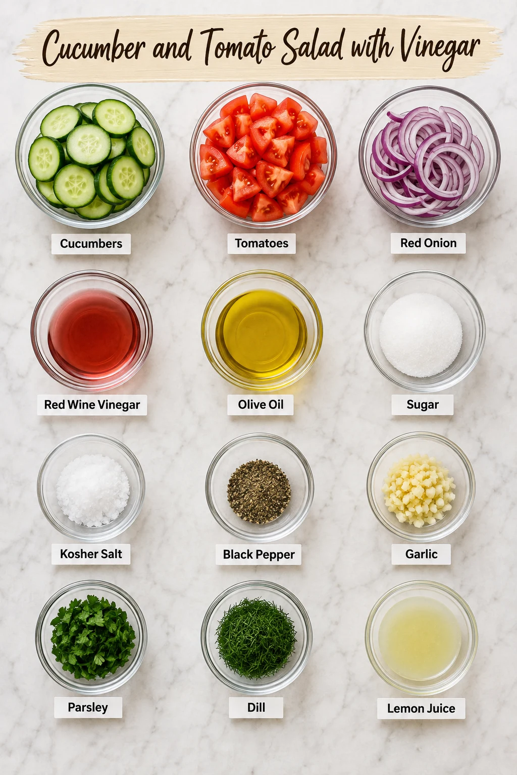 Cucumber and Tomato Salad with Vinegar ingredients