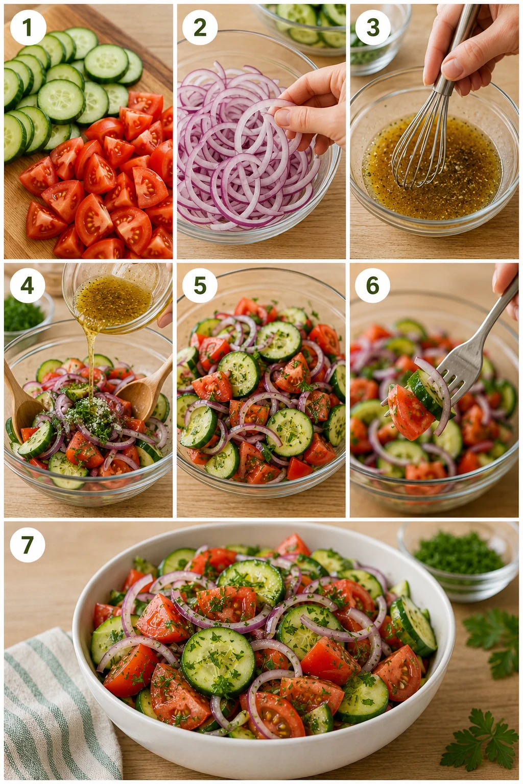 Cucumber and Tomato Salad with Vinegar step by step