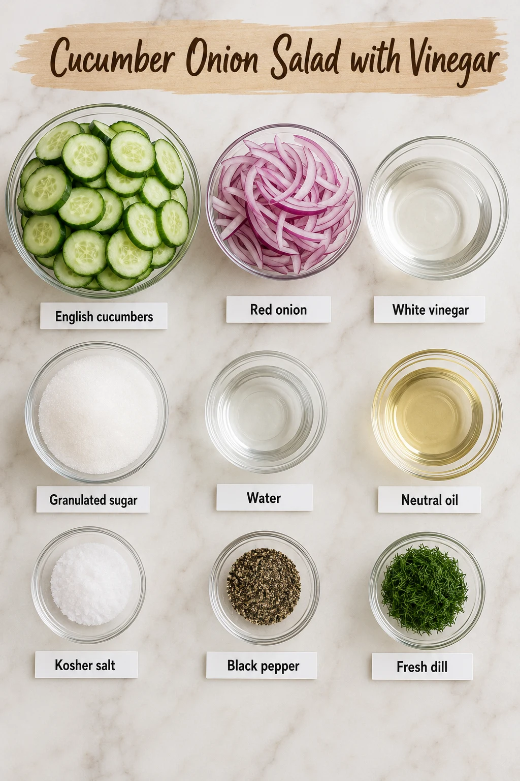Cucumber Onion Salad with Vinegar ingredients