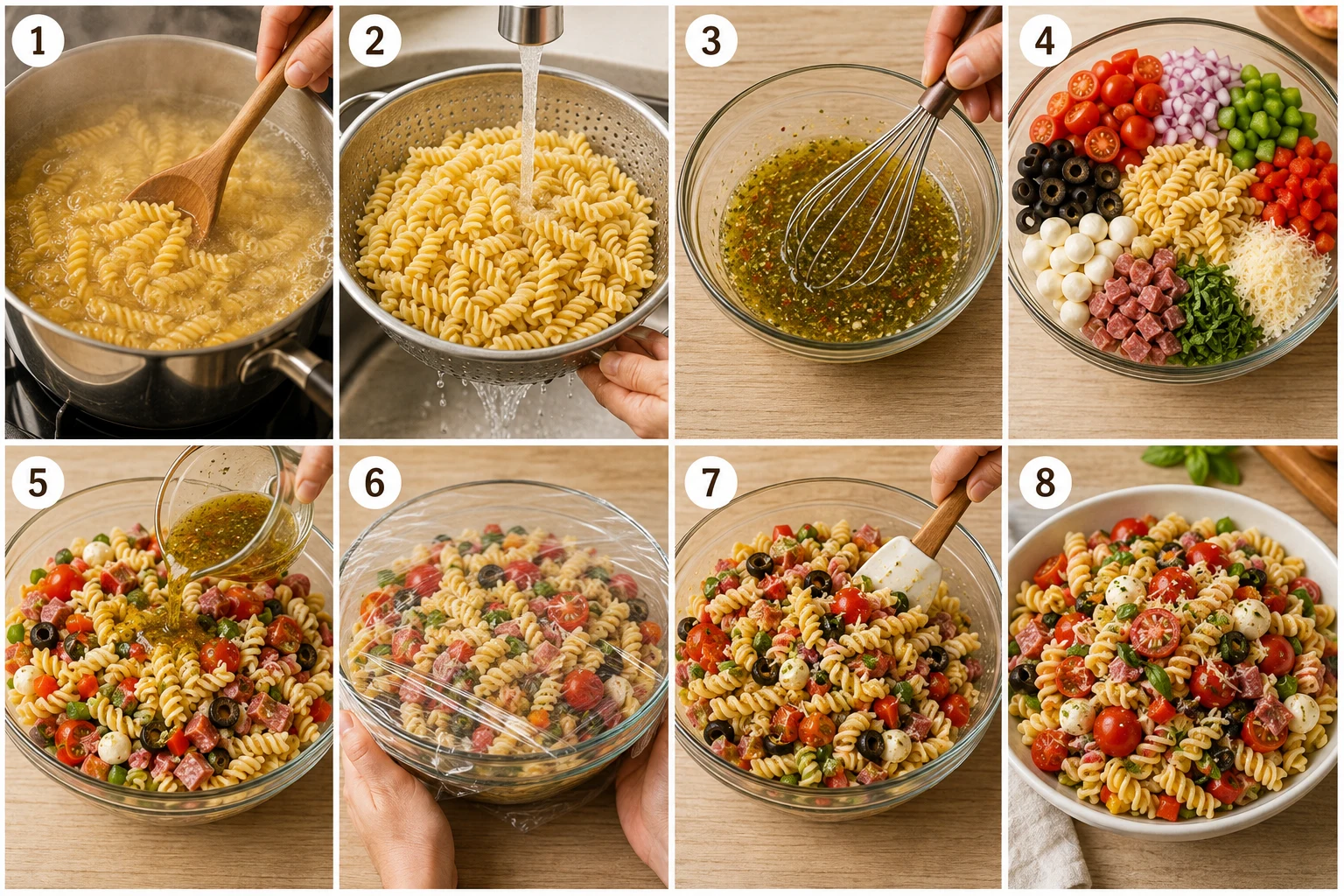 Easy Italian Pasta Salad step by step Easy Italian Pasta Salad step by step