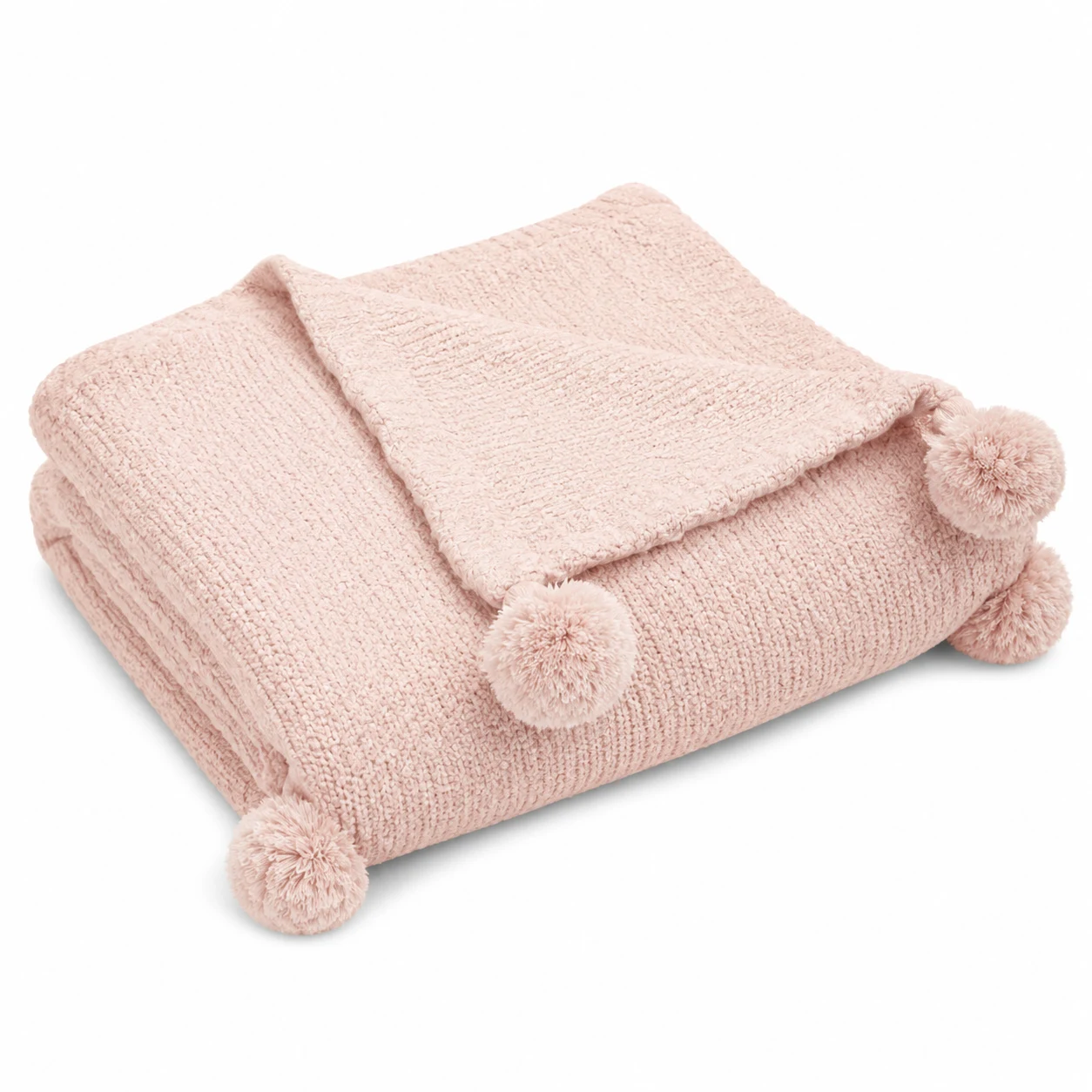 Lush Decor Pom Pom Throw Blanket, Blush