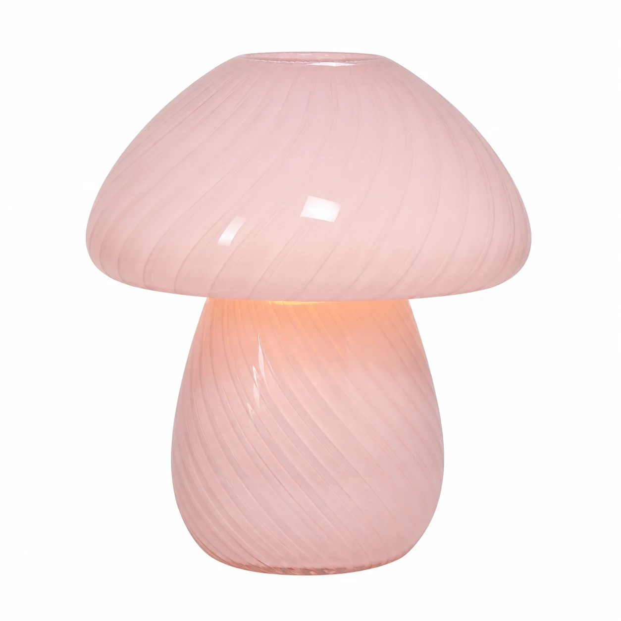 Simple Designs Pink Glass Mushroom Table Lamp