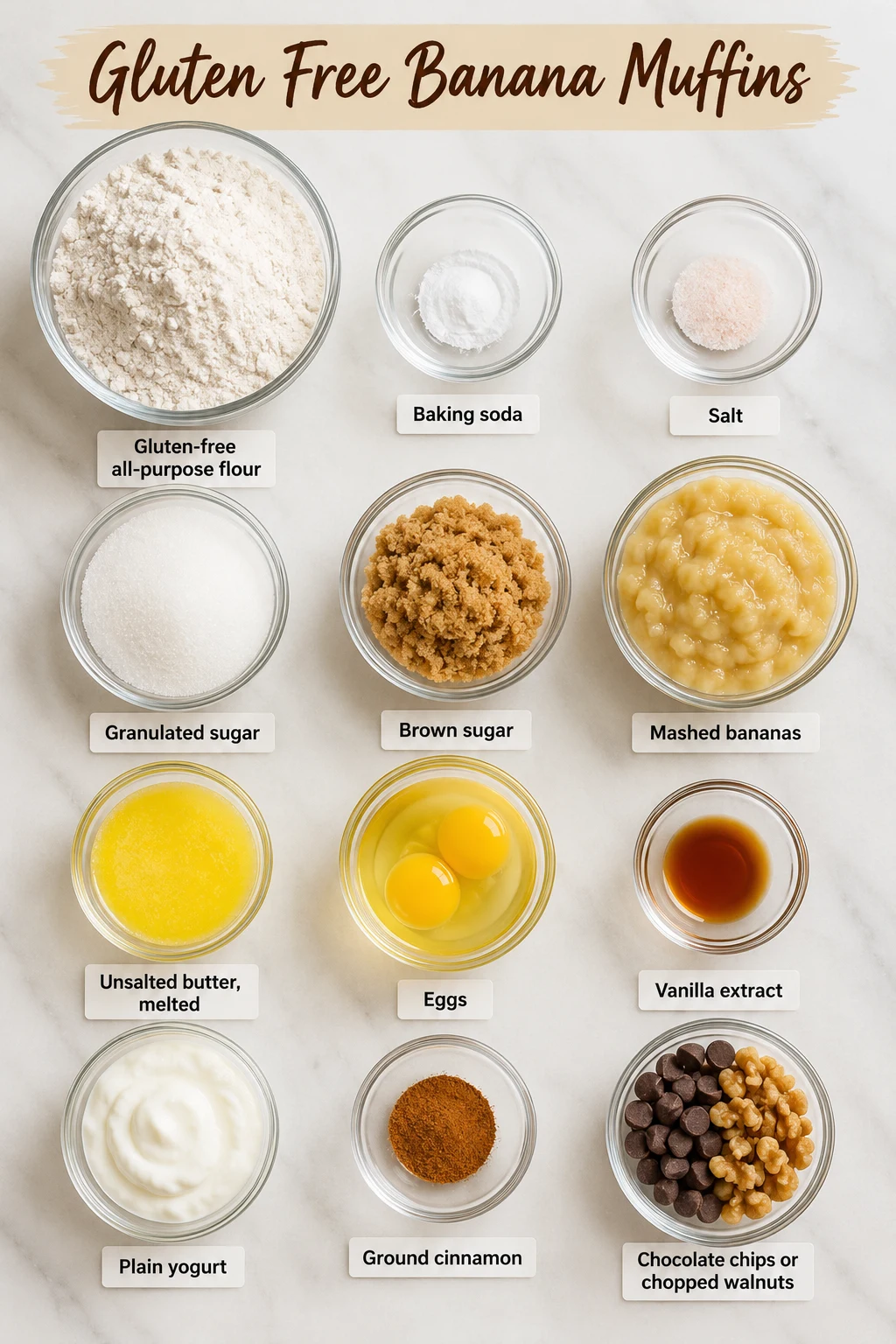Gluten Free Banana Muffins ingredients