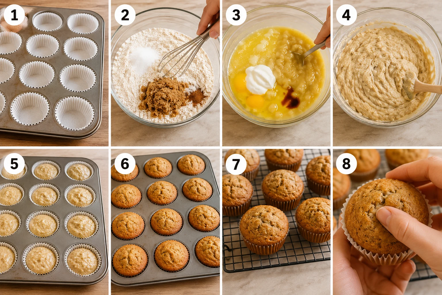 Gluten Free Banana Muffins step by step
