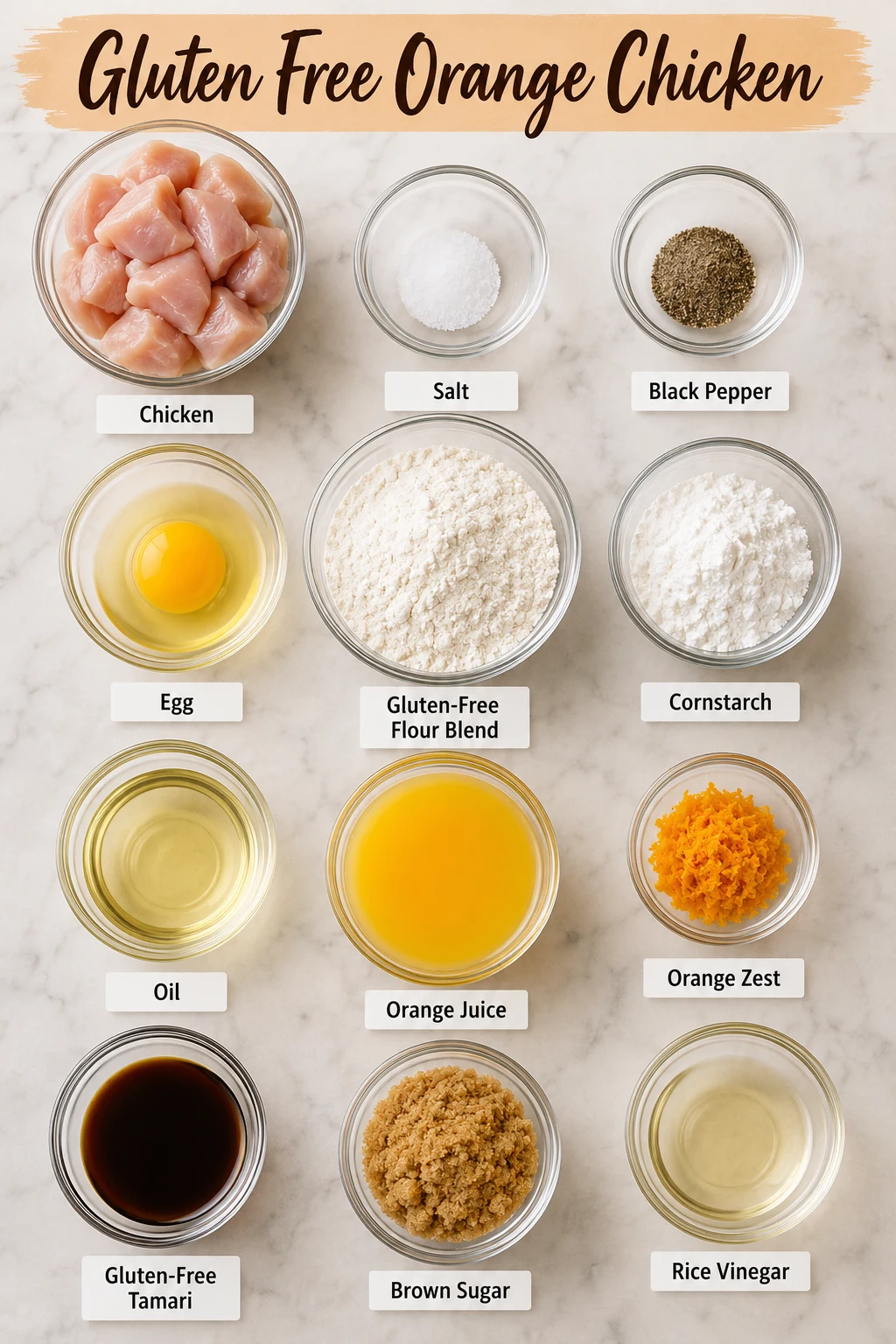 Gluten Free Orange Chicken ingredients