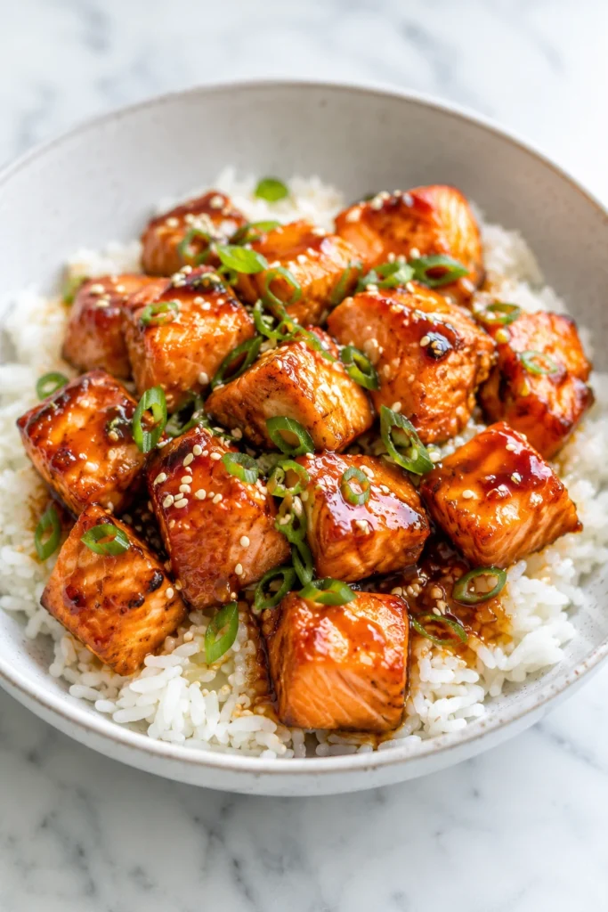 Honey Garlic Salmon Bites