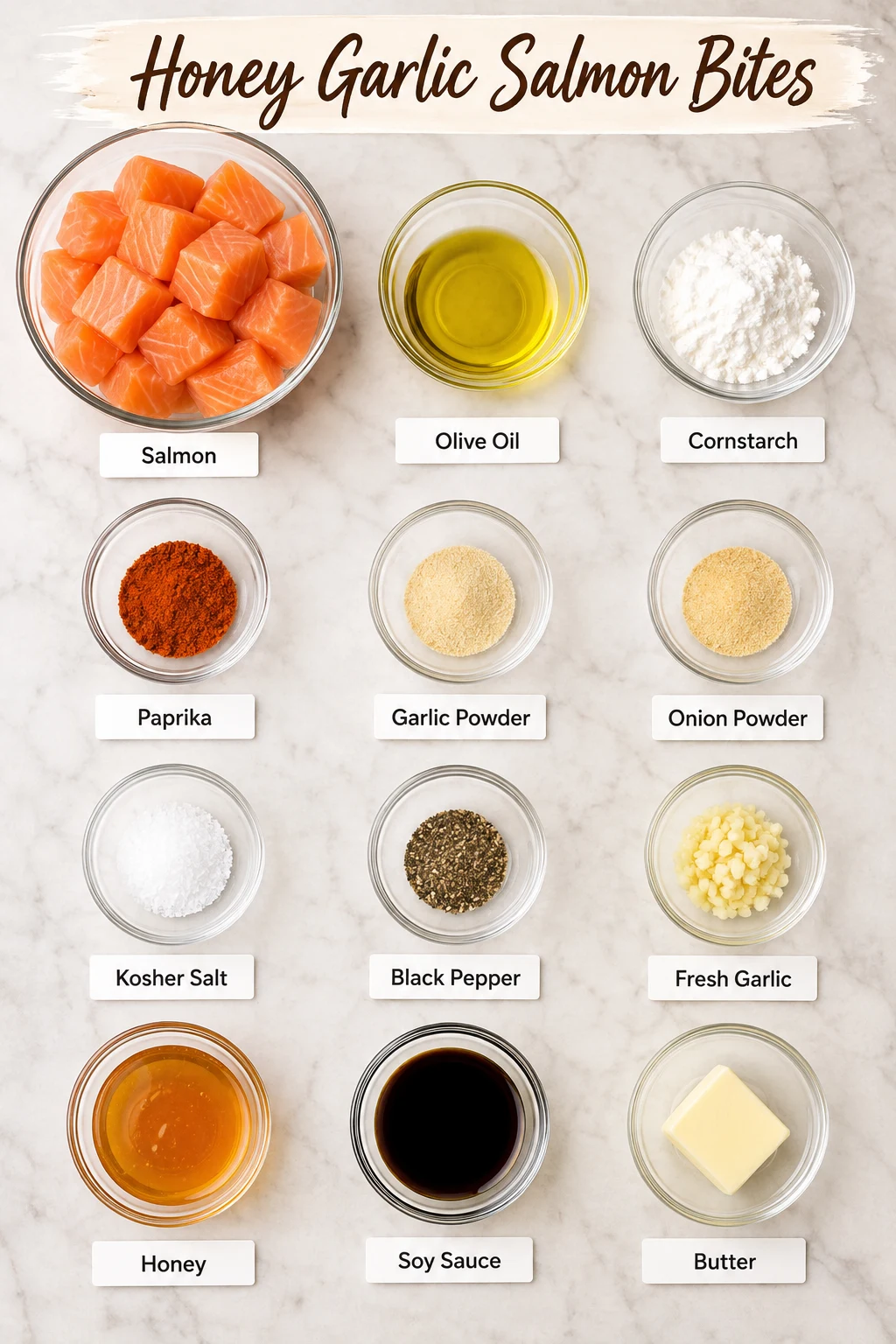 Honey Garlic Salmon Bites ingredients