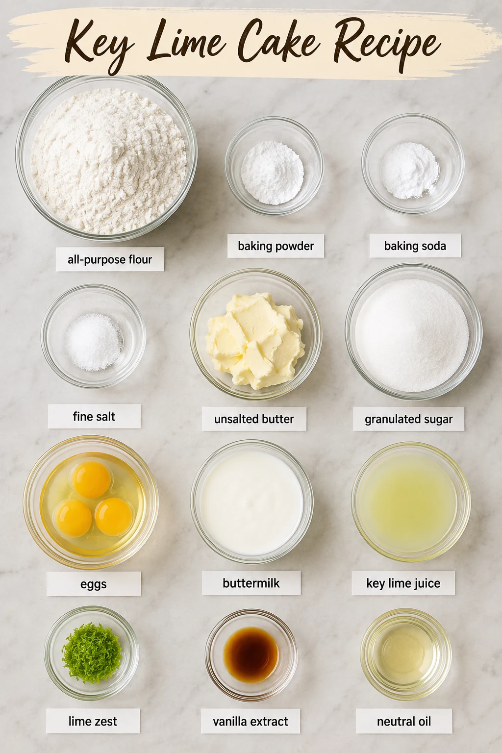 Key Lime Cake Recipe ingredients