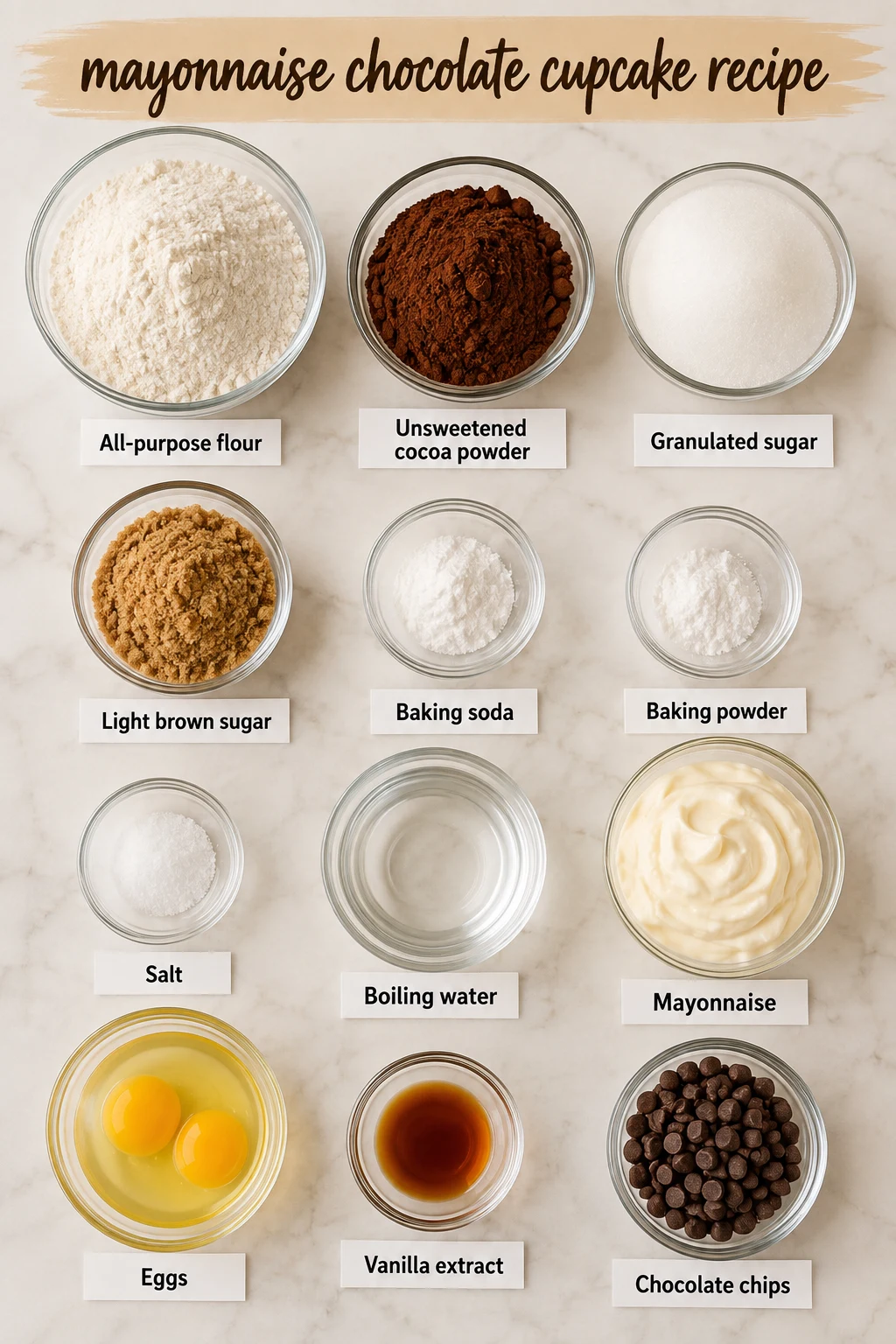 mayonnaise chocolate cupcake recipe ingredients