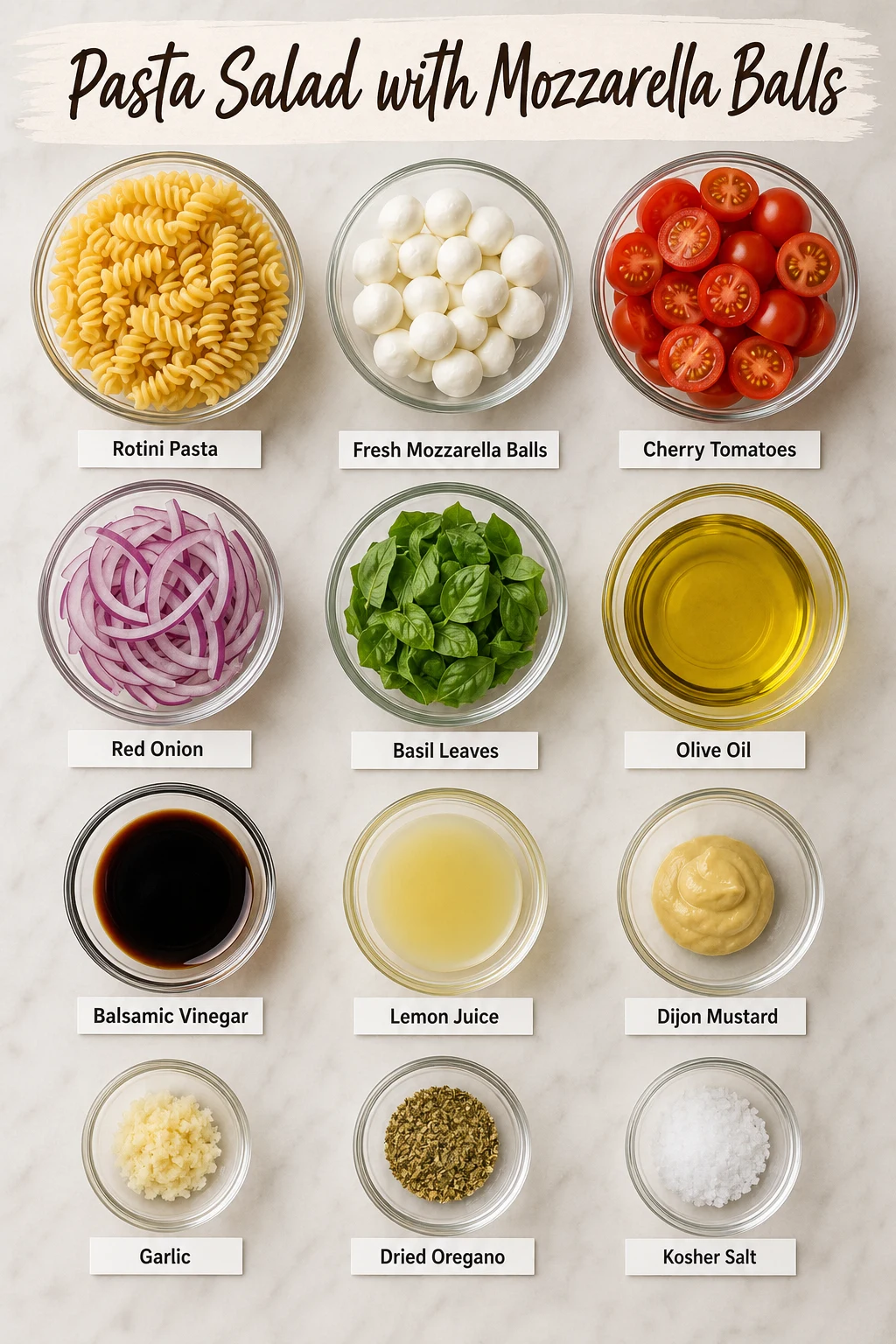 Pasta Salad with Mozzarella Balls ingredients
