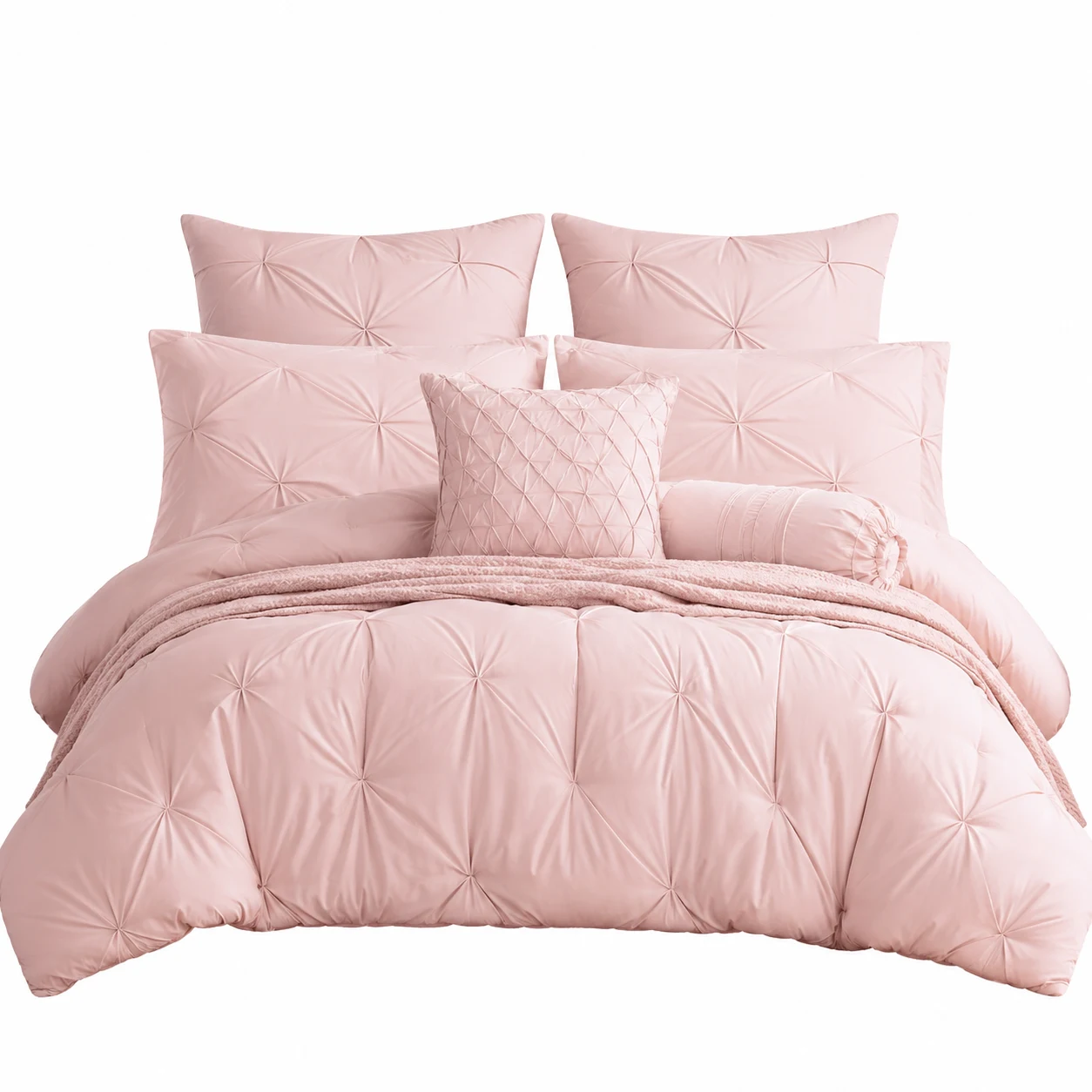 Bedsure Blush Pink Comforter Set Queen 7 Pieces