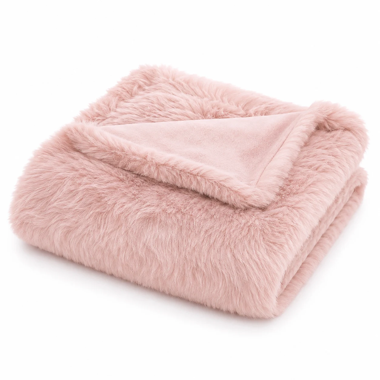 Exclusivo Mezcla Blush Pink Faux Fur Throw Blanket