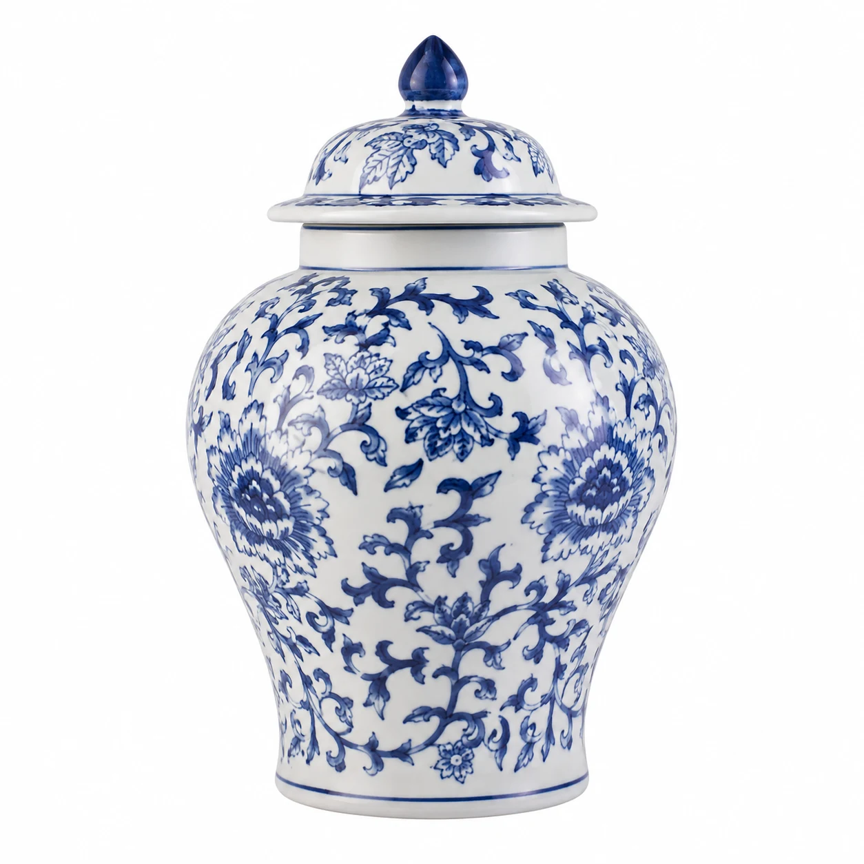 Creative Co-Op Blue and White Decorative Ginger Jar Vase