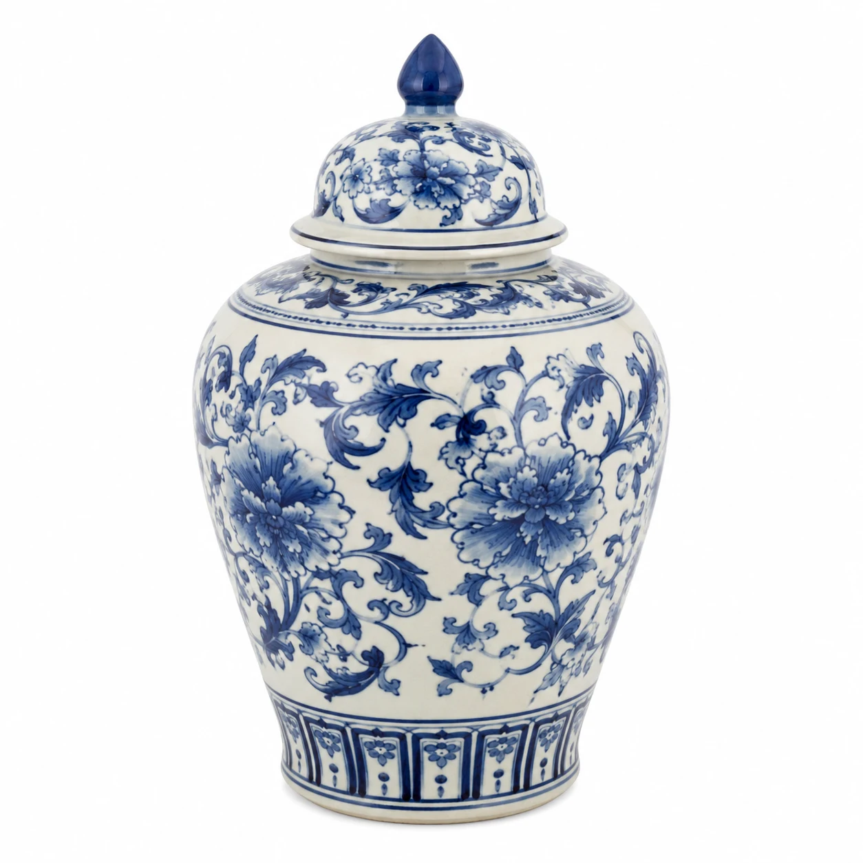 Creative Co-Op Blue and White Decorative Ginger Jar Vase