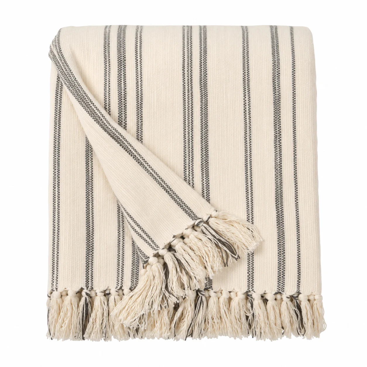 Lush Decor Farmhouse Stripe Woven Cotton Throw Blanket