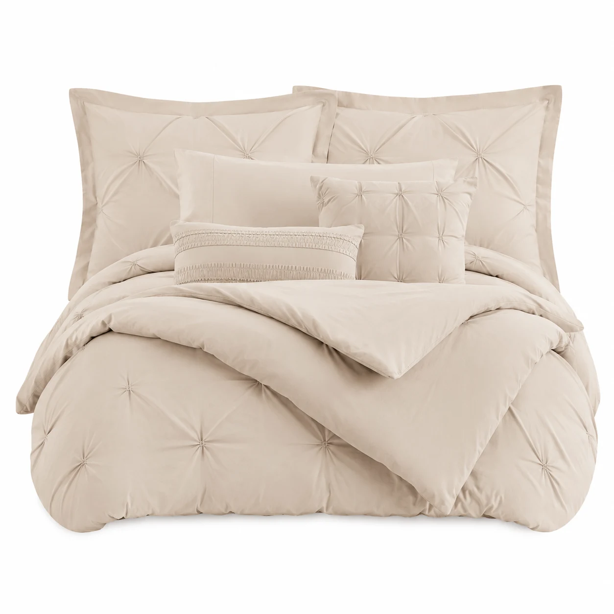 Bedsure Queen Comforter Set 7 Pieces Beige