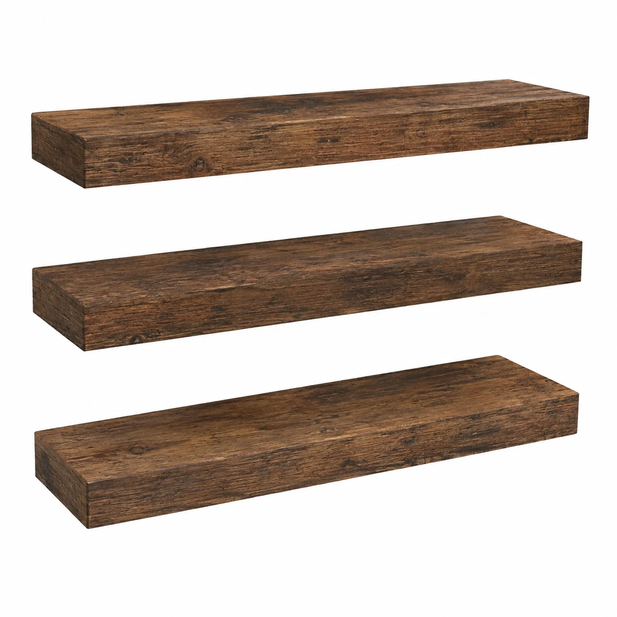 BAYKA Floating Shelves for Wall, Rustic Wood Wall Shelves Set of 3
