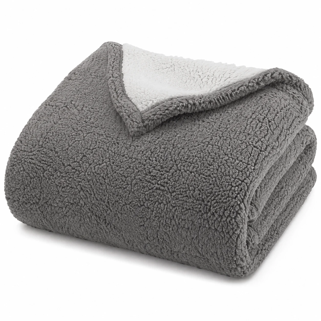 Bedsure Sherpa Fleece Throw Blanket for Couch Bed Twin Size, Grey