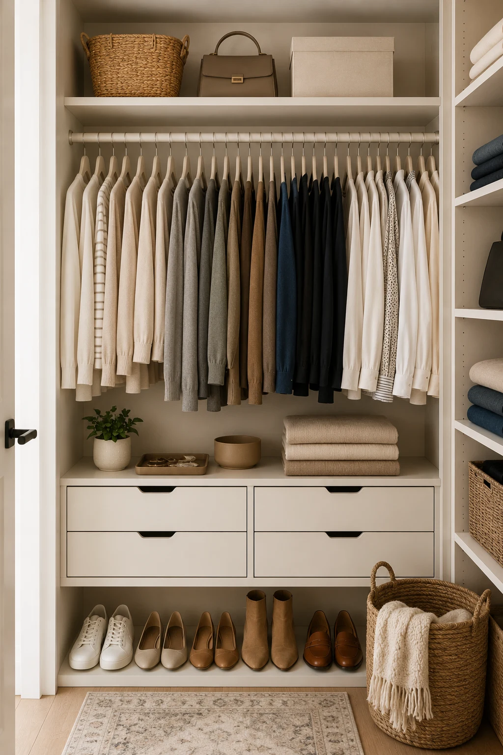 Upgrade Small Closet Organization with Matching Hangers — small closet organization