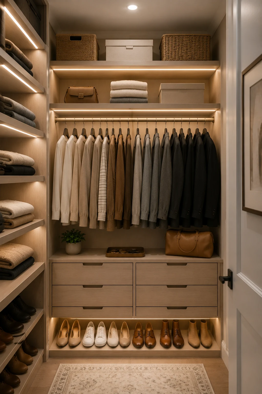 Add Smart Lighting for Functional Small Closet Organization — small closet organization