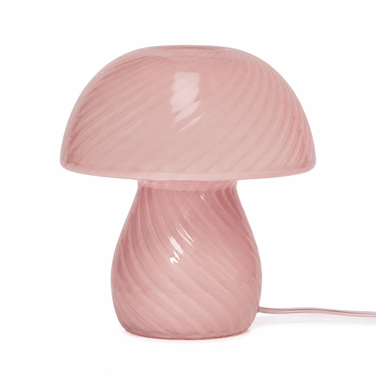 Simple Designs Pink Glass Mushroom Table Lamp