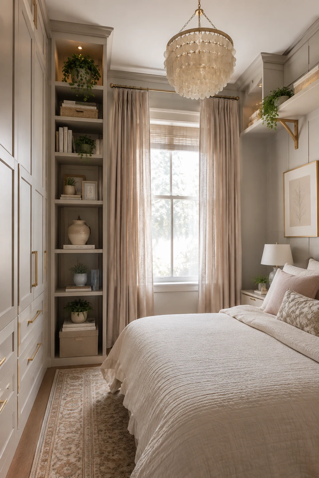 Create Vertical Storage That Draws the Eye Up — small room decor bedroom