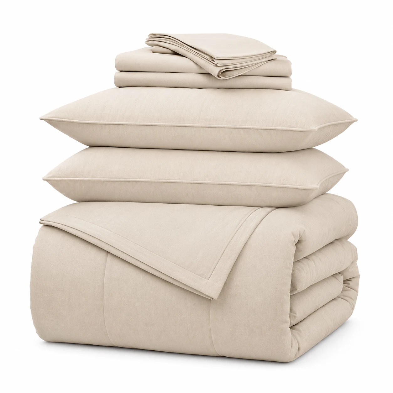 Bedsure Queen Comforter Set 7 Pieces Beige