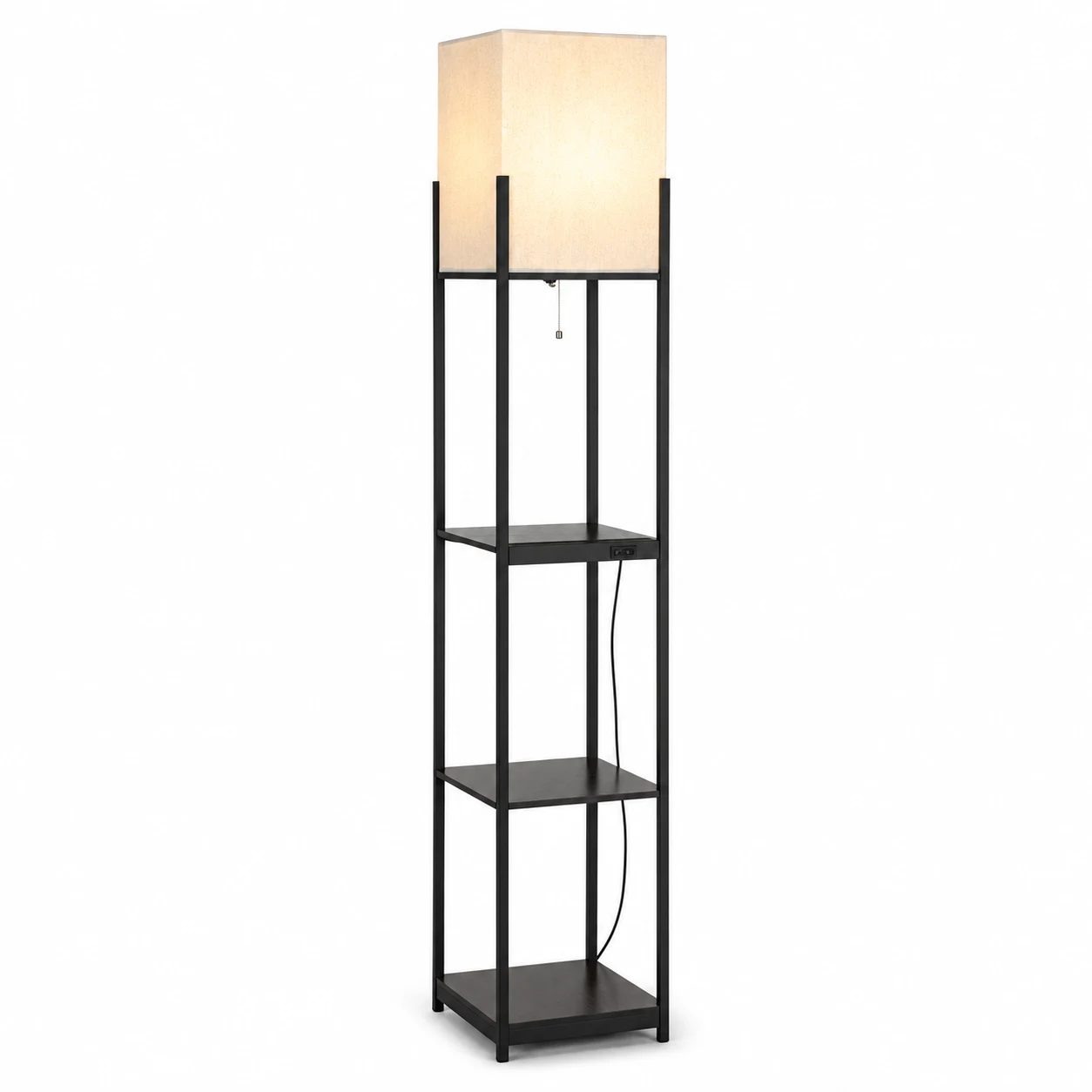 Brightech Maxwell Shelf Floor Lamp with USB Charging Port