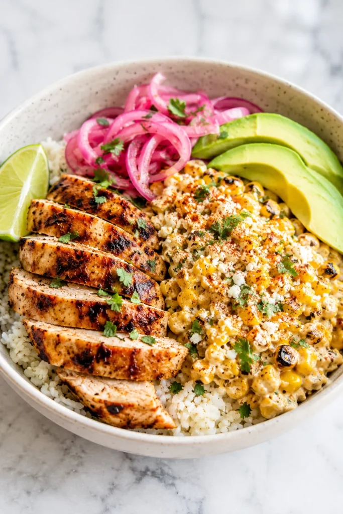Street Corn Chicken Rice Bowl