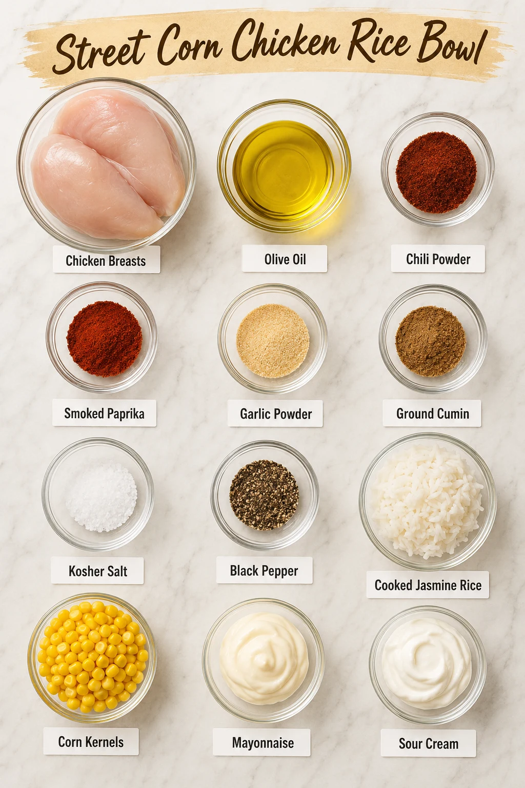 Street Corn Chicken Rice Bowl ingredients