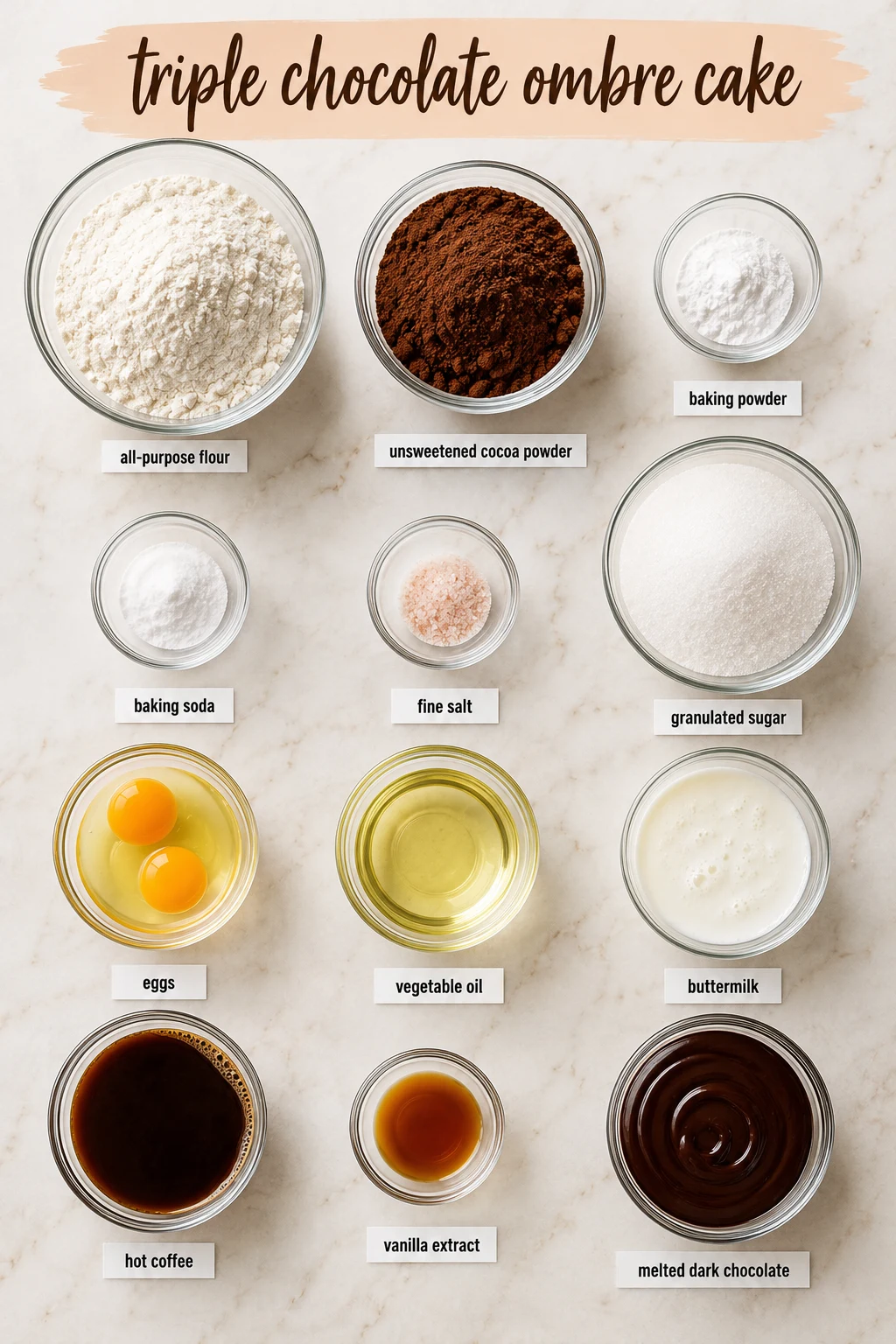 triple chocolate ombre cake ingredients triple chocolate ombre cake ingredients