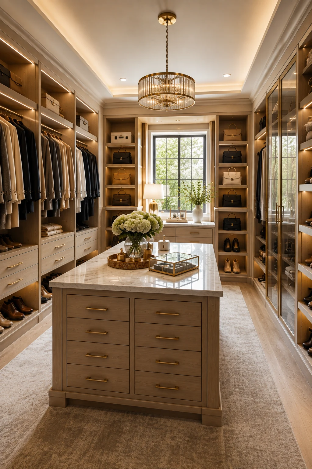 Include a Stylish Island When Space Allows — walking closet