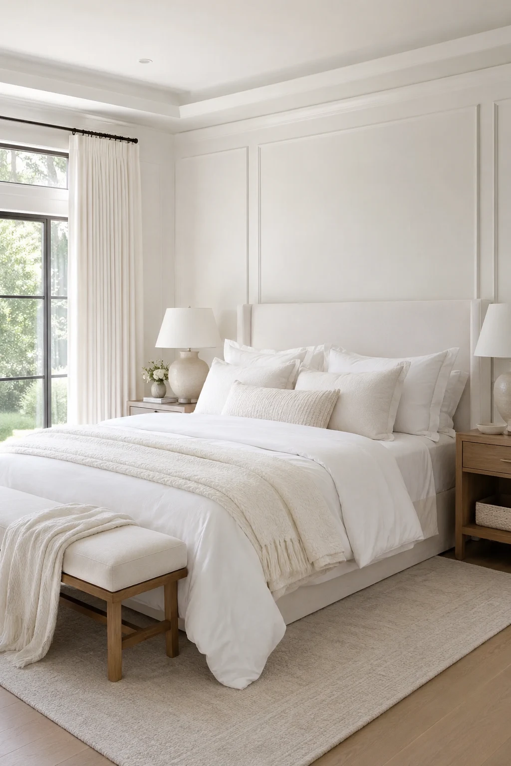 Layer Crisp White Bedding for a Hotel-Inspired White Room Decor Bedroom — white room decor bedroom