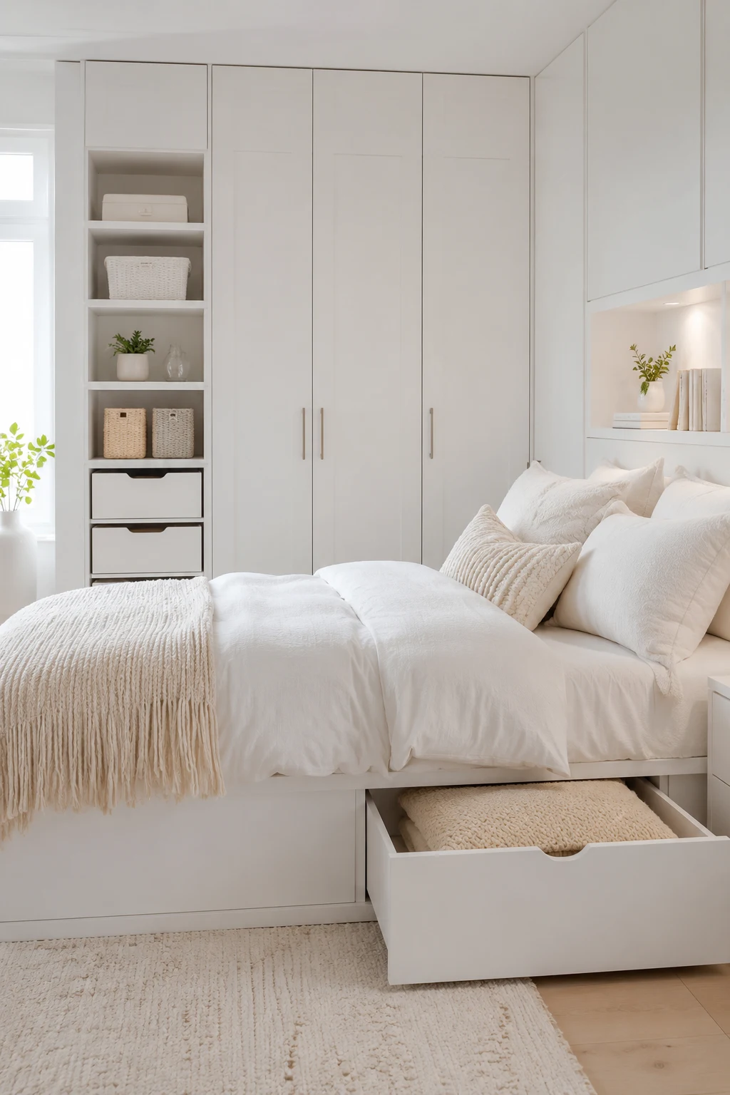 Keep Your White Room Decor Bedroom Calm With Smart Storage — white room decor bedroom