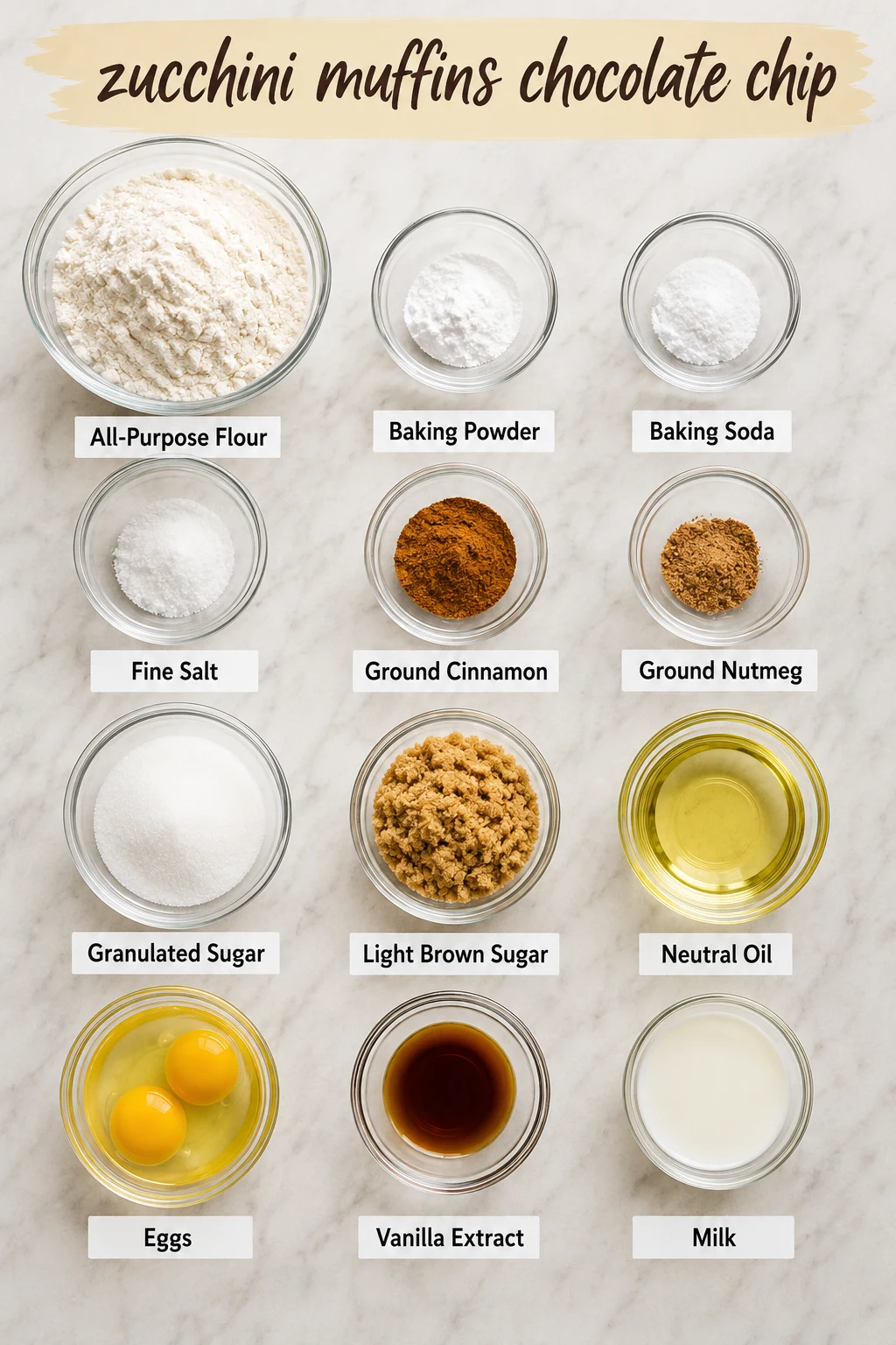 zucchini muffins chocolate chip ingredients